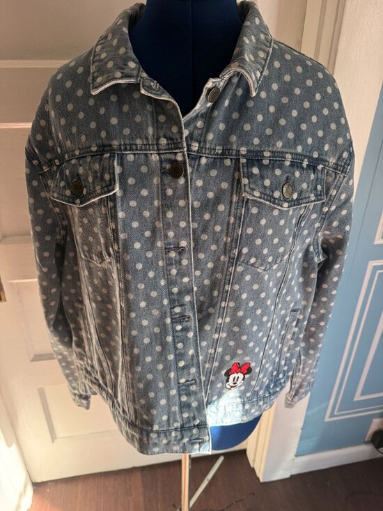 NWT Disney Parks Minnie Mouse Red Sequins, Polka Dot Denim Jacket for Women XL - Picture 4 of 7